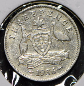 Australia 1936 3 Pence Kangaroo animal Emu  191350 combine shipping