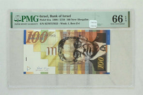 Israel 1998 /5758 100 New Sheqalim PMG Gem UNC 66EPQ Bank of Israel. Pick # 61a
