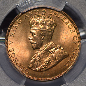 Hong Kong 1933 Cent PCGS MS65RD rare this grade in RED PC0837* combine shipping<