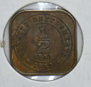 Straits Settlements 1932 George V 1/2 Cents 291107 combine shipping