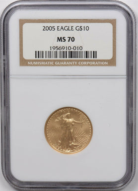 2005 10 Dollars gold NGC MS70 1/4oz gold eagle NG1638* combine shipping