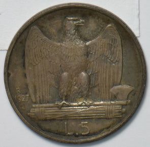 Italy 1927 5 Lire Eagle animal 193340 combine shipping