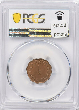 Cyprus 1949 1/2 Piastre PCGS MS 65BN rare condition PC1218 combine shipping