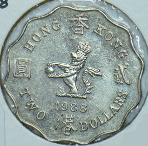 Hong Kong 1988 2 Dollars Lion animal  290483 combine shipping