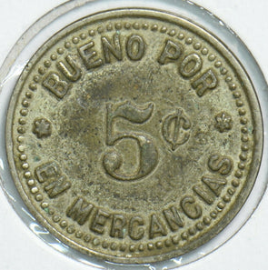 Mexico 1930 's 5 Cents Token 0 DURANGO VELARDENA-BUENO 298597 combine shipping