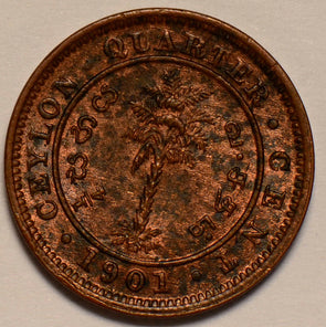 Ceylon 1901  1/4 Cent UNC C0133 combine shipping