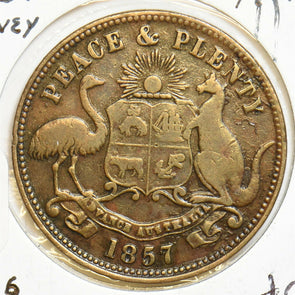 Australia 1857 1/2 Penny Emu animal Kangaroo Sydney AU0082 combine shipping
