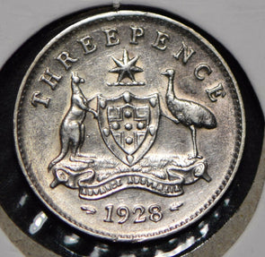 Australia 1928 3 Pence Kangaroo animal Emu  292018 combine shipping