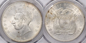 Ecuador 1944 Mo 5 Sucres Eagle animal PCGS MS 65 PC1318 combine shipping