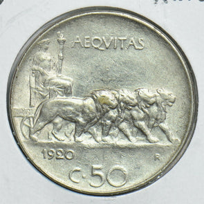 Italy 1920 50 Centesimi Lion animal 198036 combine shipping