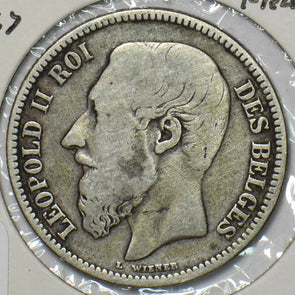 Belgium 1867 2 Francs Lion animal 195438 combine shipping