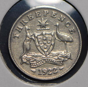 Australia 1922 3 Pence Kangaroo animal Emu  292019 combine shipping