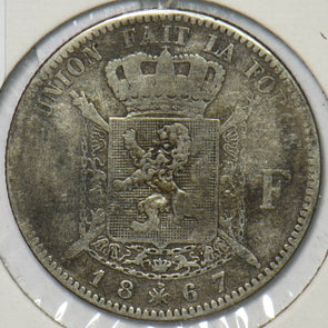 Belgium 1867 2 Francs Lion animal 195443 combine shipping