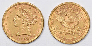 1893 $5 gold AU Liberty Head Half Eagle GL0254 combine shipping