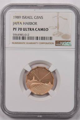 Israel 1989 5 New Sheqalim gold NGC Proof 70 Ultra Cameo 0.2497oz gold. 2402 min