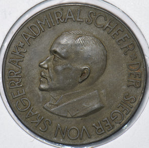Germany 1928 Exonumia. Token Medal naked man Admiral Scheer and his victories at