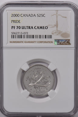 Canada 2000 25 Cents Silver NGC Proof 70 Ultra Cameo Pride Perfect 70 NG1598 com