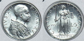 Vatican 1953 VS 2038 5 Lire 299103 combine shipping