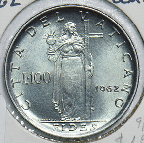 Vatican 1962 AH 1327//4H 100 Lire Gem BU 299122 combine shipping