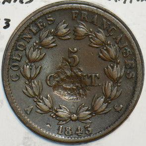 French Colonies 1843 A 5 Centimes 296804 combine shipping