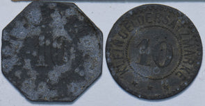 Germany 1917 10 Pfennig 2 Coins Zink 292541 combine shipping