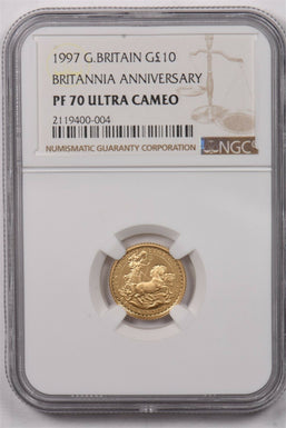 Great Britain 1997 10 Pound gold Horse animal NGC Proof 70 Ultra Cameo 0.1oz gol