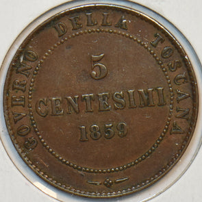 Italy 1859 5 Centesimi Tuscany. Victor Emmanuel 297135 combine shipping
