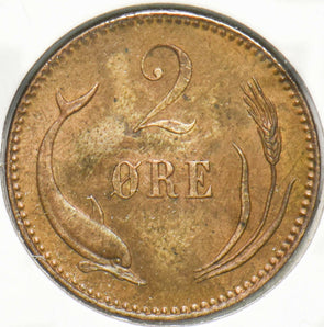 Denmark 1875 2 Ore Dolphin animal 293244 combine shipping