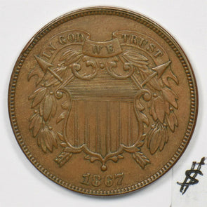 1867 Two Cents Ch AU U0208