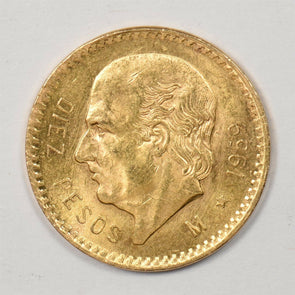 Mexico 1959 10 Pesos gold CHBU 0.900 GOLD GL0211 combine shipping