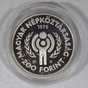 Hungary 1979 200 Forint silver proof international year of child (capsule broken