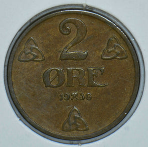Norway 1936 2 Ore 150492 combine shipping