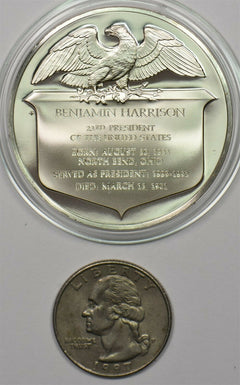 1980 's Medal Proof Benjamin Harrison in capsule 1.2oz pure silver Franklin Min