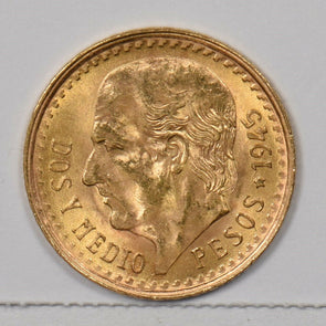 Mexico 1945 2 1/2 Pesos gold CHBU 0.900 FINE GOLD GL0210 combine shipping