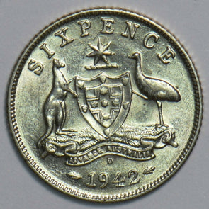 Australia 1942 6 Pence Kangaroo animal Emu 240685 combine shipping