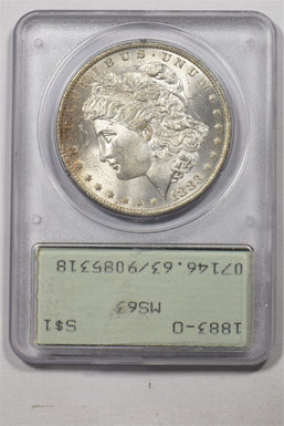1883-O Morgan Dollar Silver Rattler PCGS MS63 PI0241