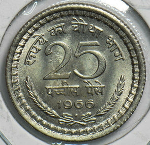 Republic India 1966 B 25 Paise UNC 904028 combine shipping
