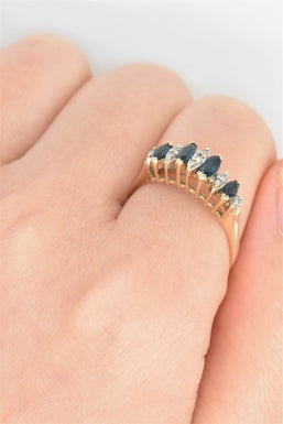 14k Gold Sapphire Baguette Diamond Ring RG0054