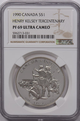 Canada 1990 1 Dollar Silver NGC Proof 69 Ultra Cameo Henry Kelsey Tercentenary N