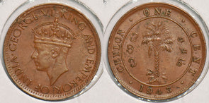 Ceylon 1943 Cent 199028 combine shipping