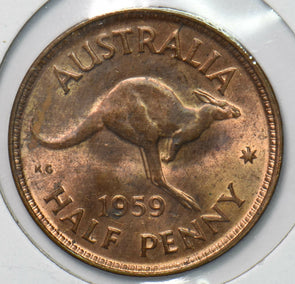 Australia 1959 Queen Elizabeth II Half Penny Kangaroo animal 292874 combine shi