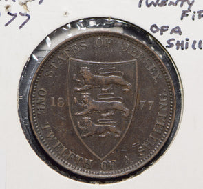 Jersey 1877 1/25 Shilling Lion animal  291671 combine shipping