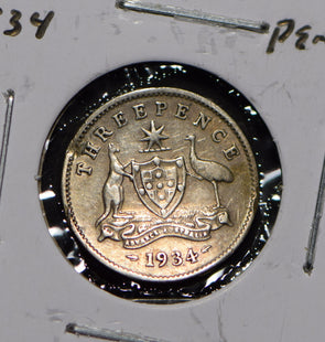 Australia 1934 3 Pence Kangaroo animal Moorhen  191201 combine shipping