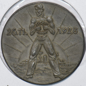 Germany 1928 Exonumia. Token Medal naked man Admiral Scheer and his victories at