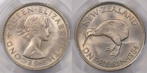 New Zealand 1964 Florin Kiwi Bird animal PCGS MS 66 PC1348 combine shipping