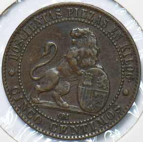 Spain 1870 5 Centimos Lion animal 294890 combine shipping
