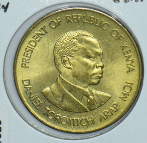 Kenya 1984 Daniel Toroitich Arap Moi 25 Cents Lions animal President Of Kenya 19