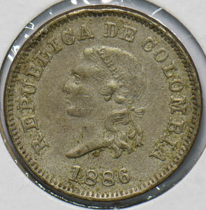 Colombia 1886 5 Centavos 293502 combine shipping
