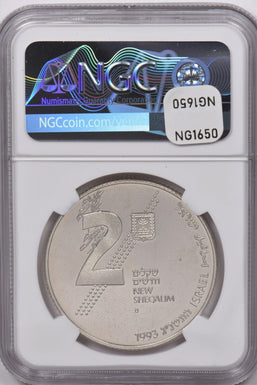 Israel 1993 2 New Sheqalim Silver NGC Proof 66 Ultra Cameo Revolt and Heroism NG