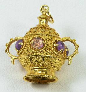 18K Gold Amethyst Teapot Pendant GP0020